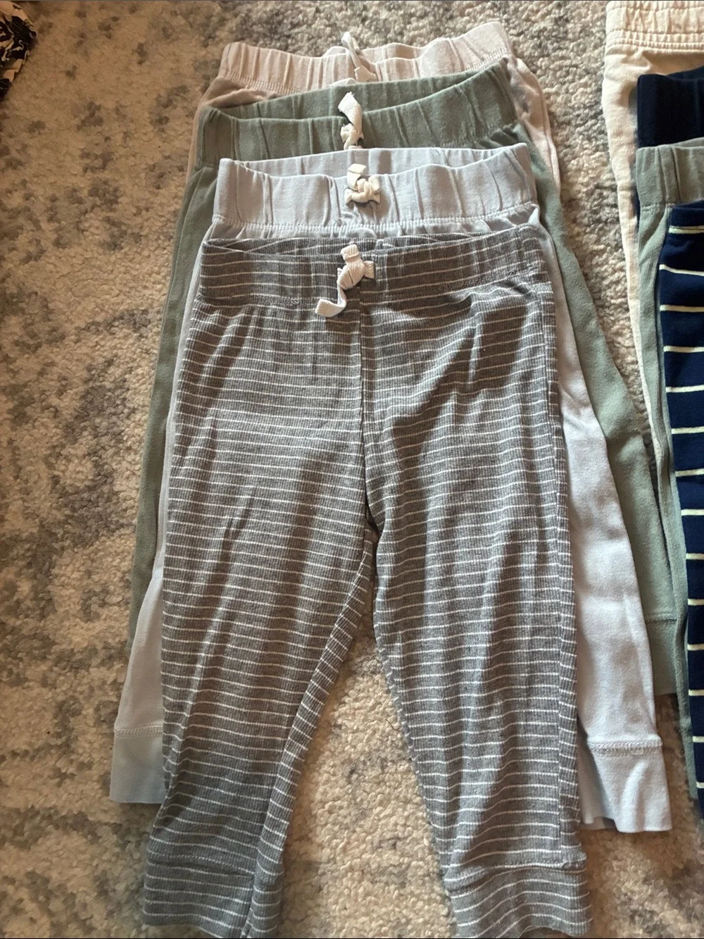 Bundle 12 Carter's Striped and Solid Jogger Pants - Navy, Olive, Tan, Gray
